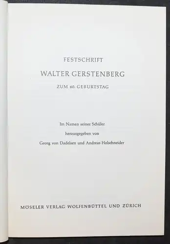 Dadelsen, Festschrift Walter Gerstenberg. Zum 60. Geburtstag - Mozart