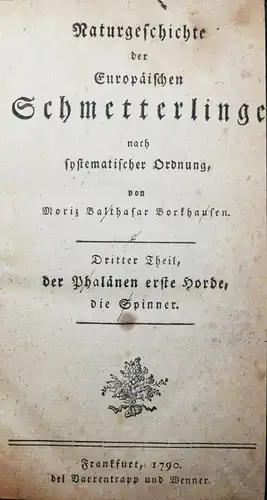 Borkhausen - SCHMETTERLINGE 1790 - ENTOMOLOGIE INSEKTEN ZOOLOGIE