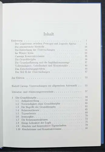 UNTERSUCHUNGEN ZUR ALLGEMEINEN AXIOMATIK  - RUDOLF CARNAP MATHEMATIK AXIOME