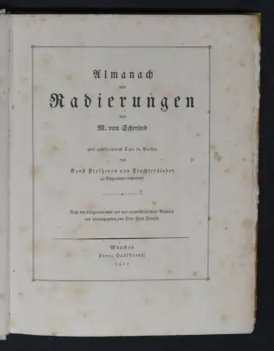 ALMANACH VON RADIERUNGEN - MORITZ SCHWIND - 1920 - VORZUGSAUSGABE - NUMMERIERT