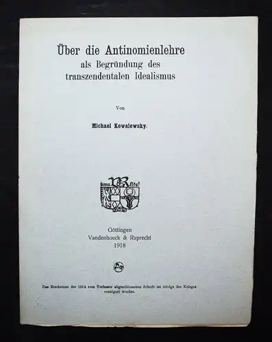 Kowalewsky, Über die Antinomienlehre - 1918 - DISSERTATION