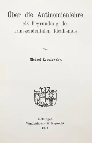 Kowalewsky, Über die Antinomienlehre - 1918 - DISSERTATION