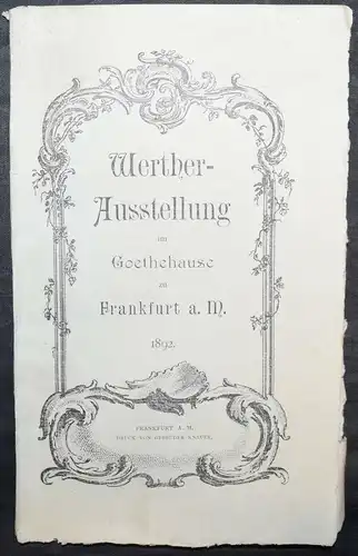 Goethe – Katalog der Werther-Ausstellung 1892