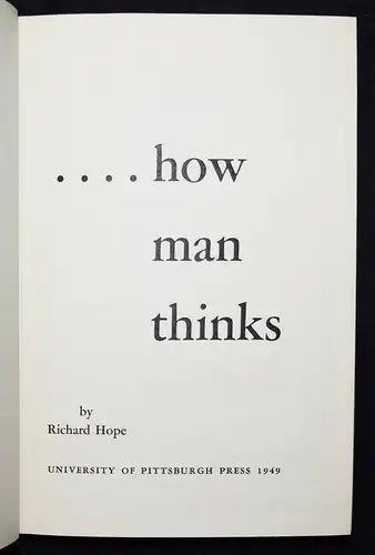 Hope, How man thinks - 1949 - ERSTE AUSGABE