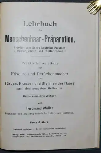 Schmitt, Berufskunde für Friseure und Perücken-macher - Haare - 1926