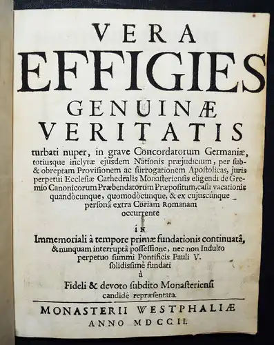 Schedding, Vera effigies genuinae veritatis...1702 KIRCHENRECHT MÜNSTER NRW