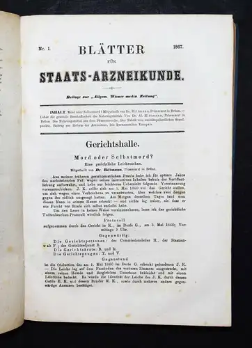 GERICHTSMEDIZIN - Kraus u. Pichler, Blätter für Staats-Arzneikunde 1866