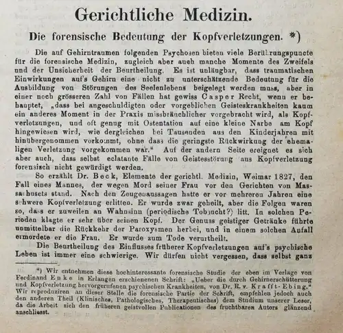 GERICHTSMEDIZIN - Kraus u. Pichler, Blätter für Staats-Arzneikunde 1866