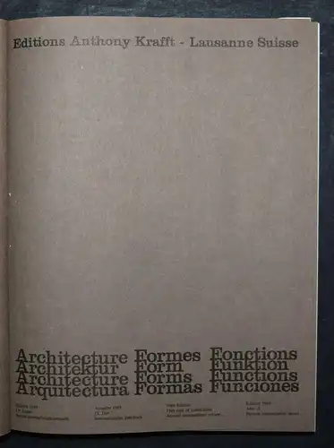 Krafft, Architecture, Formes, Functions - 1969 Edition. 15th year of publication