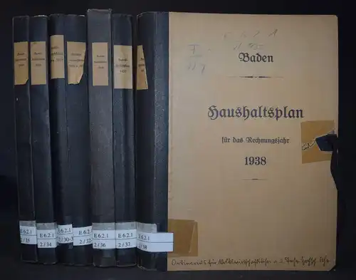 (Staatshaushalt von Baden) für die Rechnungsjahre 1930-38 - 28 Bände
