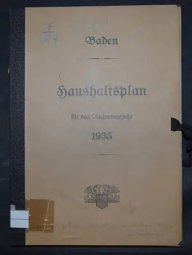 (Staatshaushalt von Baden) für die Rechnungsjahre 1930-38 - 28 Bände