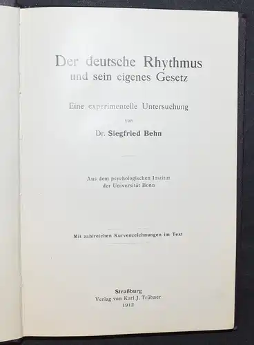 Der deutsche Rhythmus und sein eigenes Gesetz - Siegfried Behn - 1912 - Metrik