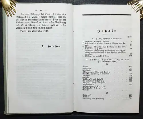 Heinsius, Die Pädagogik des Hauses - Erste Ausgabe - 1838