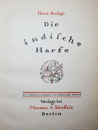 Bethge - Die Indische Harfe - 1913 - Original-Lithographien von Hermann Birkholz