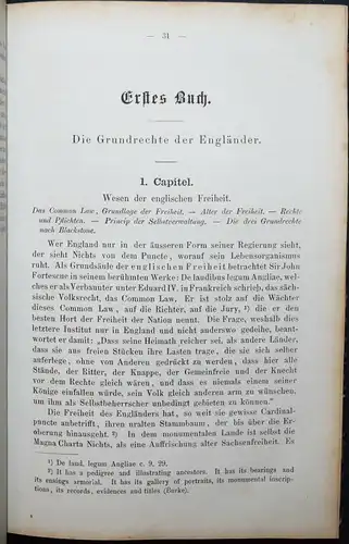 Eduard Fischel - Die Verfassung Englands - Erstausgabe 1862 - Staatsrecht