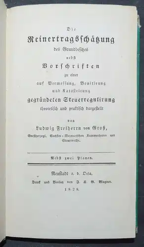 Gross, Die Reinertragsschätzung des Grundbesitzes - Einzige Ausgabe