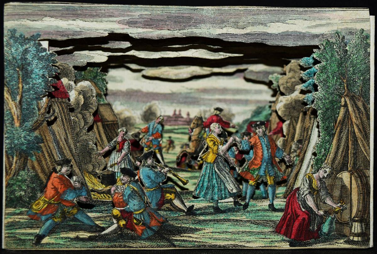 PAPIERTHEATER - Vorstellung einer Belagerung - Engelbrecht um 1740 MILITARIA 0