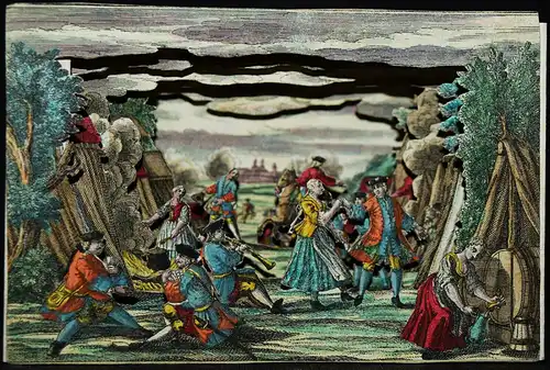 PAPIERTHEATER - Vorstellung einer Belagerung - Engelbrecht um 1740 MILITARIA