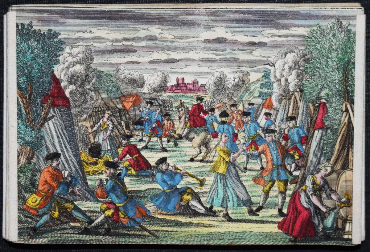 PAPIERTHEATER - Vorstellung einer Belagerung - Engelbrecht um 1740 MILITARIA 1