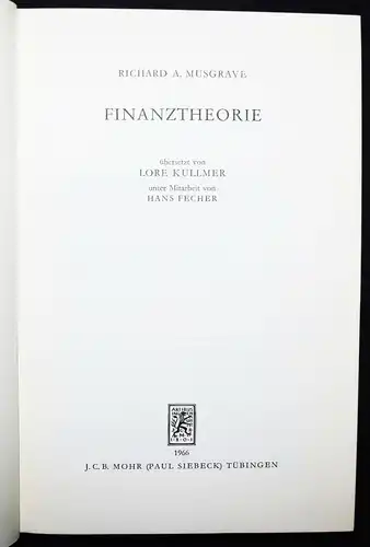 Musgrave, Finanztheorie - Mohr 1966 - FINANZEN