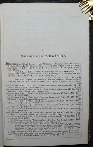 Sohncke, Bibliotheca mathematica - 1854 Mathematik