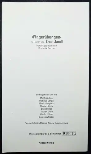 Jandl – Becker, „Fingerübungen“ zu Texten von Ernst Jandl 1/1000 EXEMPLAREN