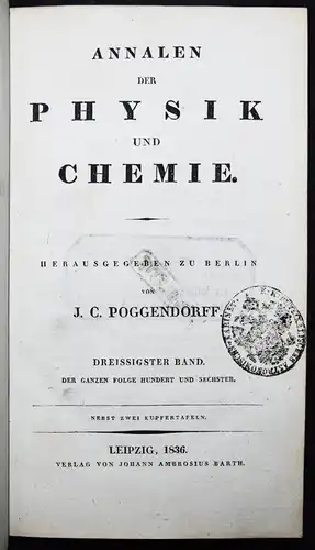 Fresnel, Über die Diffraction des Lichts 1836 OPTIK PHYSIK ZEITSCHRIFT