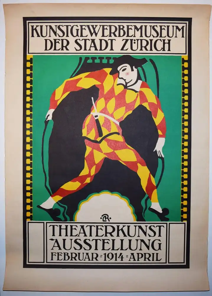 JUGENDSTIL-PLAKAT THEATERKUNST Roesch, Kunstgewerbemuseum der Stadt Zürich 1914 0