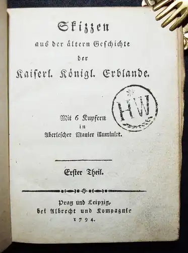 Skizzen aus der Geschichte der Erblande BÖHMEN KALENDER 1794 Tschechien