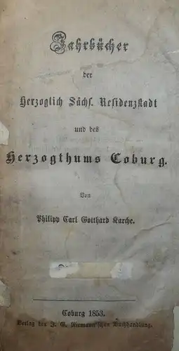 Coburg - Karche - Jahrbücher - 1853 - Bavarica - Bayern - Franken