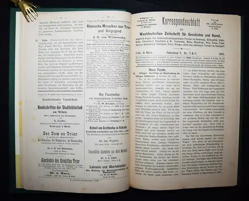 Hettner, Westdeutsche Zeitschrift für Geschichte und Kunst 1891-1903 ZEITSCHRIFT