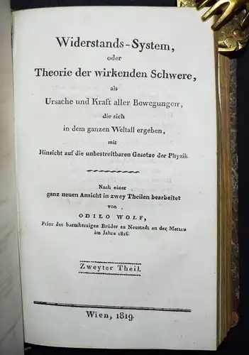 Wolf, Widerstands-System, oder Theorie der...Schwere 1819 GRAVITATION ASTRONOMY