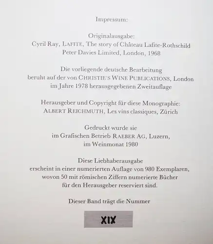 Ray, Lafite Geschichte und Porträt eines grossen Weines SIGNIERT Rothschild