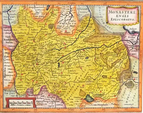 MÜNSTER, Bistum - Monasteri...1648  SCHÖNE ALTE KUPFERSTICH-KARTE