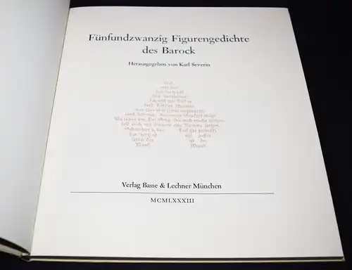 Severin, Fünfundzwanzig Figurengedichte des Barock NUMMERIERT 1/350 Exemplaren