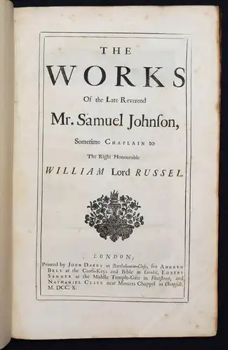 Johnson, Samuel. Works -  1710 FOLIO-GESAMTAUSGABE - ENGLAND - POLITIK