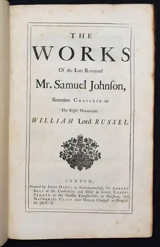 Johnson, Works -  1710 FOLIO-GESAMTAUSGABE - ENGLAND - POLITIK - Großbritannien