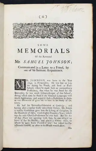 Johnson, Samuel. Works -  1710 FOLIO-GESAMTAUSGABE - ENGLAND - POLITIK