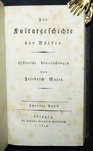 Majer, Zur Kulturgeschichte der Völker - 1798 - ETHNOLOGIE - KULTURGESCHICHTE