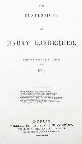 Lever, The confessions of Harry Lorrequer - Dublin, W. Curry 1839 SELTEN