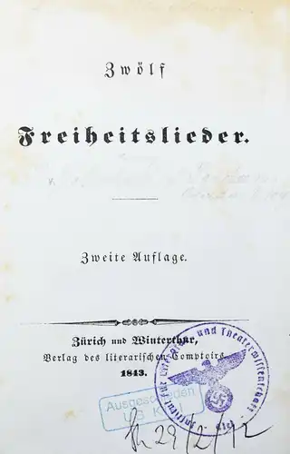 Gottschall, Zwölf Freiheitslieder 1843 VORMÄRZ / REVOLUTION 1848-1849
