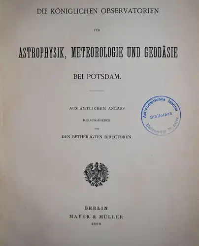 Bezolt, Die königlichen Observatorien für Astrophysik METEOROLOGIE GEODÄSIE 1890