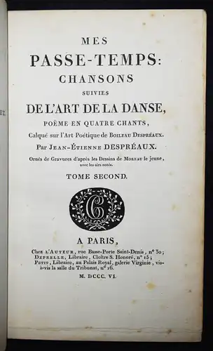 Despreaux, Mes Passe-temps - 1806 DANSE BIBLIOGRAPHIE MUSICALE - DANCING