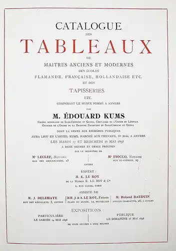 Catalogue des tableaux de maîtres anciens et modernes - 1898 - Kums
