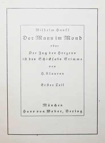 Wilhelm Hauff - Der Mann im Mond - 1922 - Roman - Satire