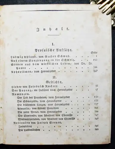 Almanach – Menzel, Moosrosen. Taschenbuch für 1826 - Metzler 1825 - KALENDER