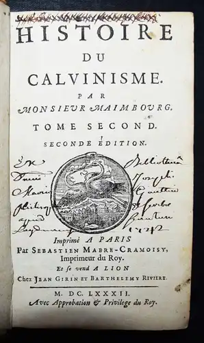 Maimbourg, Histoire du Calvinisme 1682 GESCHICHTE DES CALVINISMUS - JESUITEN