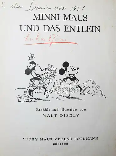 Disney. Minni-Maus und das Entlein. Zürich, Bollmann 1939  POP-UP