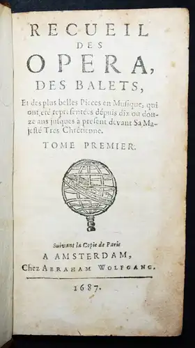 BAROQUE-LIBRETTI - Recueil des opera, des balets - 1687