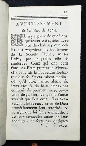 Locke, Du gouvernement civil. 1749 PHILOSOPHIE D'ETAT - STAATSPHILOSOPHIE